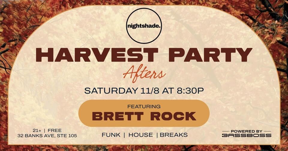 <h1 class="tribe-events-single-event-title">Harvest Party Afters ft. Brett Rock hosted by Nightshade</h1> <h1 class="tribe-events-single-event-title">Harvest Party Afters ft. Brett Rock hosted by Nightshade</h1>